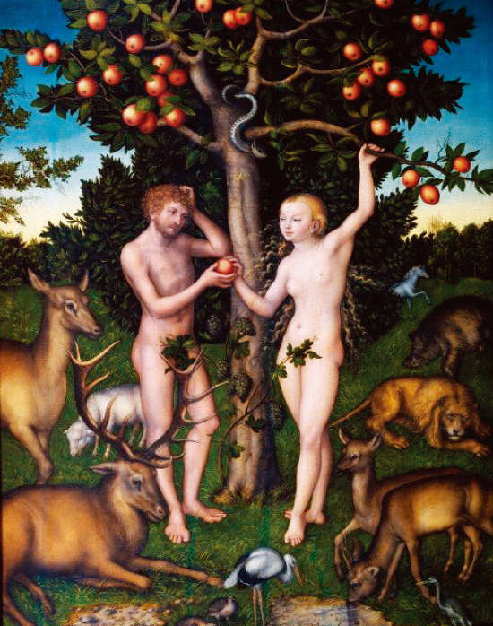 1530경경 그려진 독일화가 루카스 크라나흐의 ‘아담과 이브’. 성경은 이들을 최최의 인류로 묘사하고 있다.